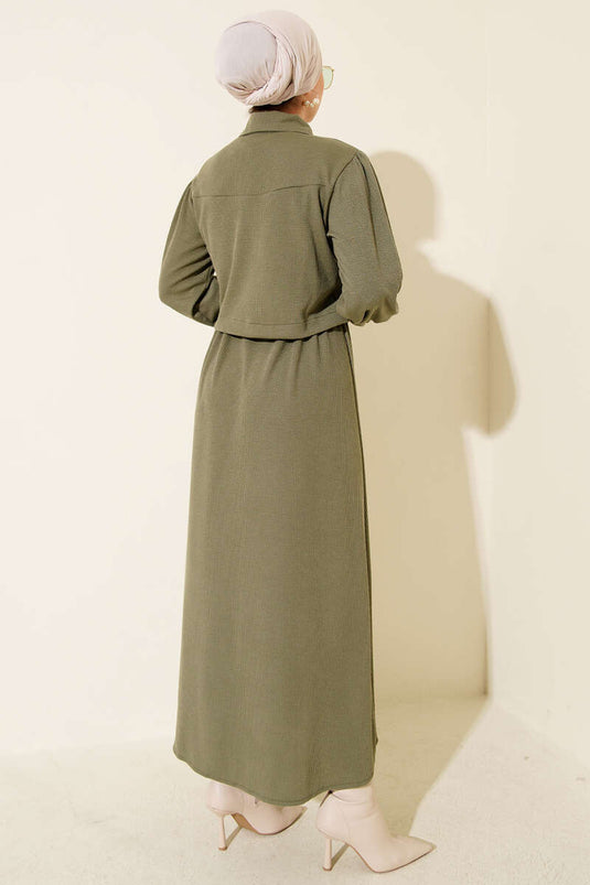 Zweiteiliger Anzug mit Knopfleiste, Khaki