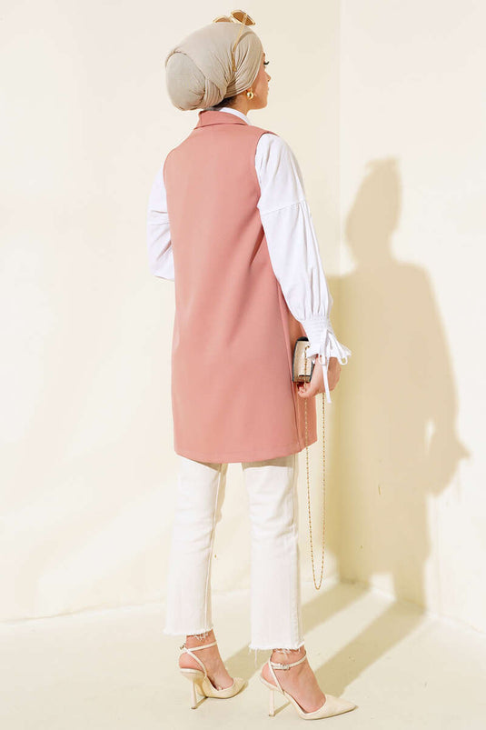 Buttoned Vest Rose Pink
