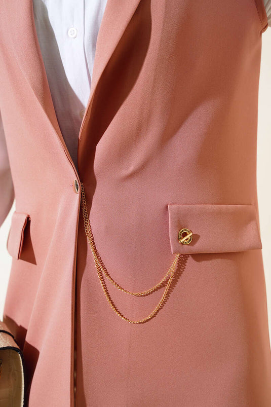 Buttoned Vest Rose Pink