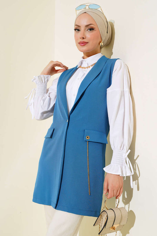 Buttoned Vest Indigo