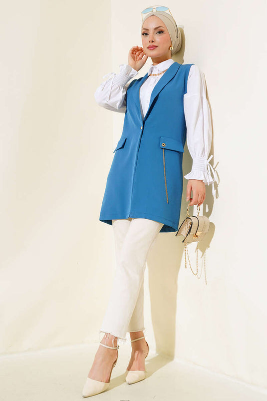 Buttoned Vest Indigo