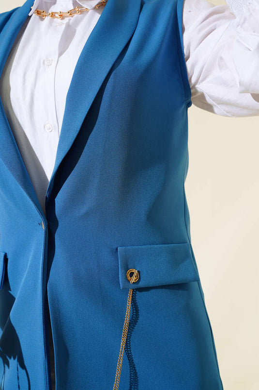Buttoned Vest Indigo