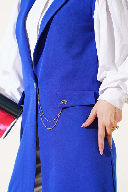 Önü Düğmeli Yelek Saks