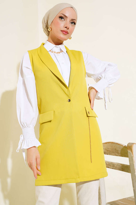 Gilet boutonné devant vert pétrole