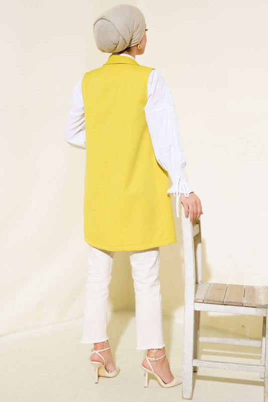 Buttoned Vest Oil Green