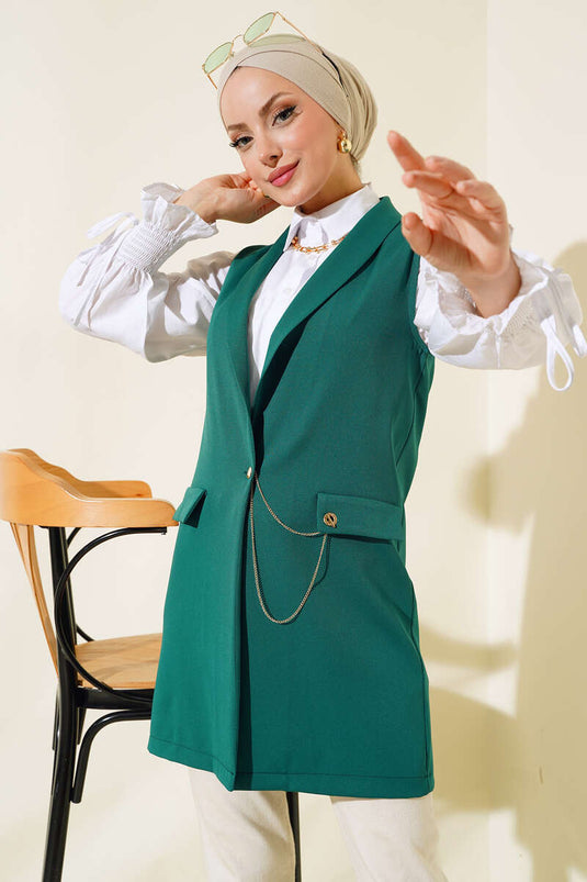 Buttoned Vest Emerald