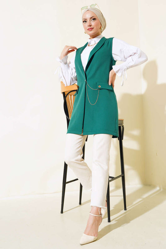 Buttoned Vest Emerald