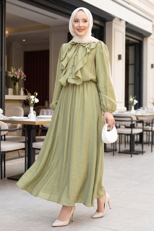 Ensemble Modeste avec Jupe à Volants Vert Olive