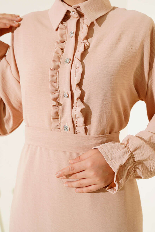 Frilled Front Ayrobin Two-Piece Set Biscuit