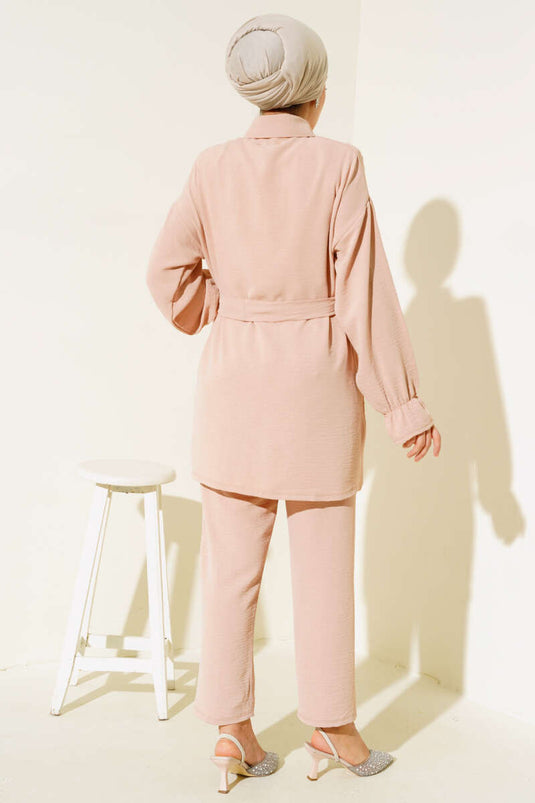 Frilled Front Ayrobin Two-Piece Set Biscuit