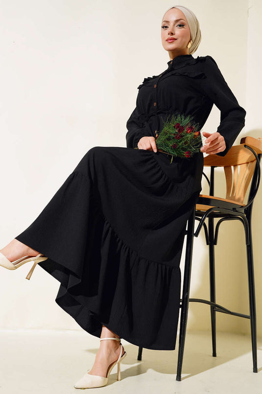 Ruffled Layered Dress Black