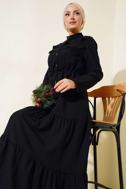 Ruffled Layered Dress Black