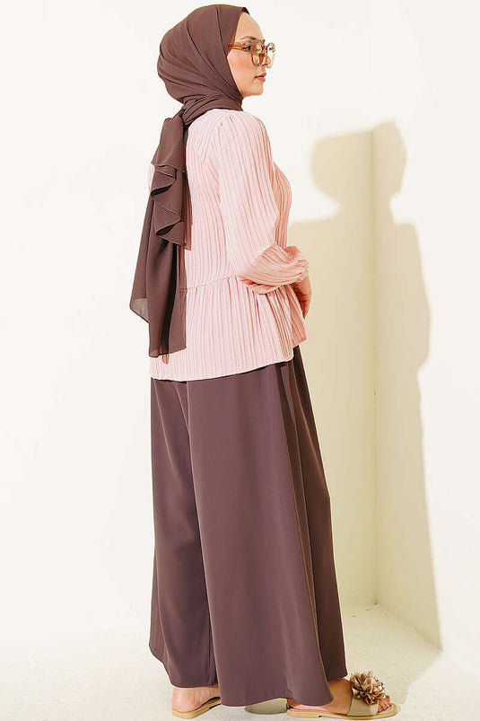 Chemise Rose À Nœud Devant Et Boutons