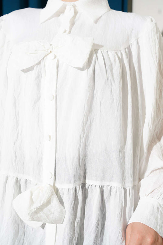 Tunique avec nœud sur le devant écru