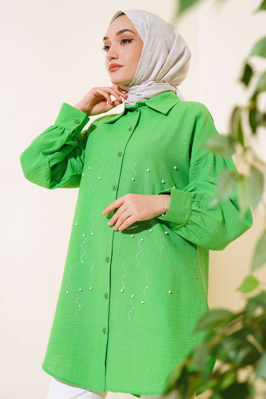 قميص بينيتون مزين باللؤلؤ