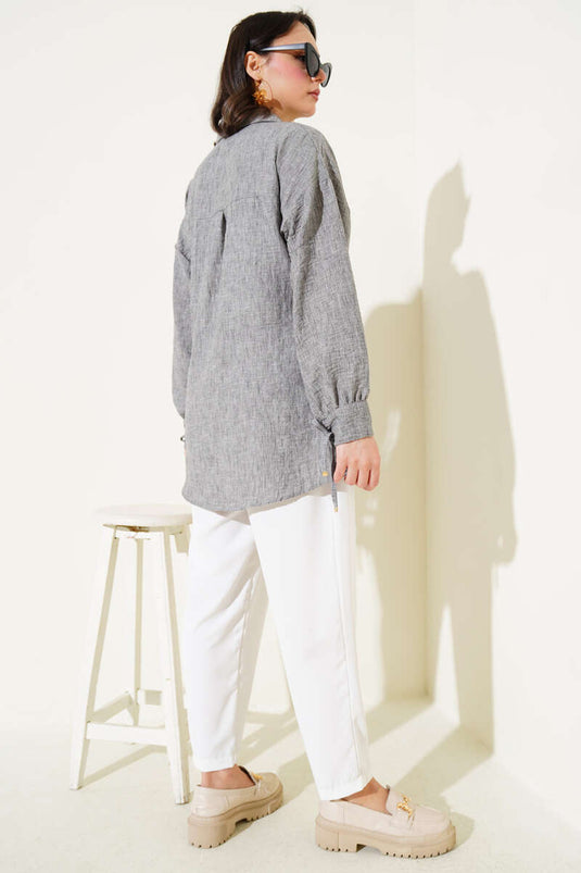 قميص مع حبل أمامي، دخاني