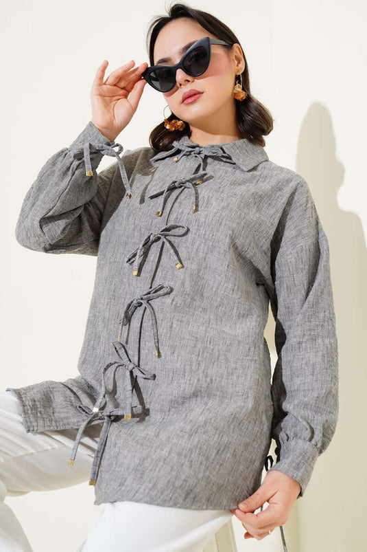 Chemise avec corde sur le devant, fumée