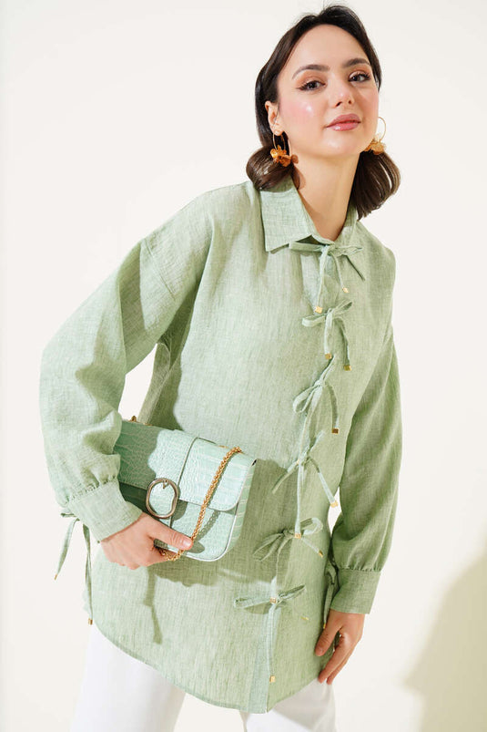 Shirt with Ties at the Front Mint