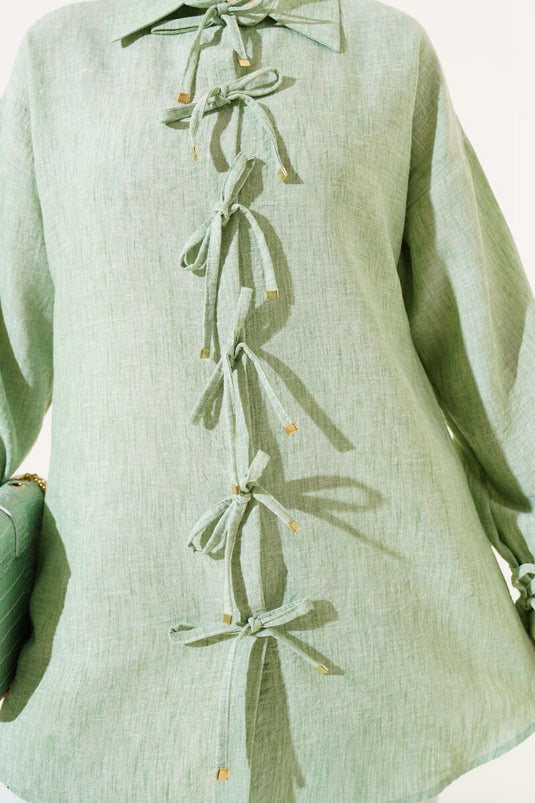 Shirt with Ties at the Front Mint