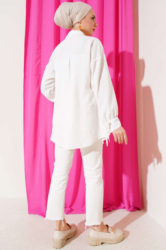 قميص مع حبل أمامي حجري