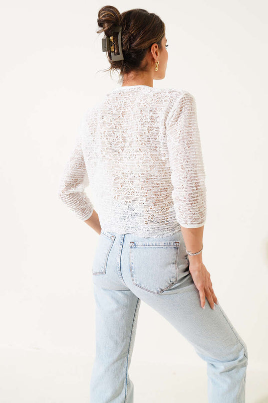 Lace Crop White with Rope Tunnel Front