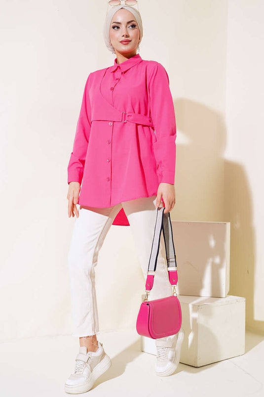 Chemise fuchsia à rabat avant