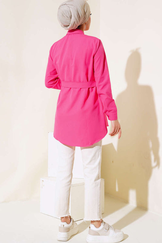 Chemise fuchsia à rabat avant