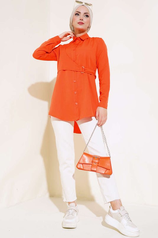قميص بغطاء أمامي برتقالي
