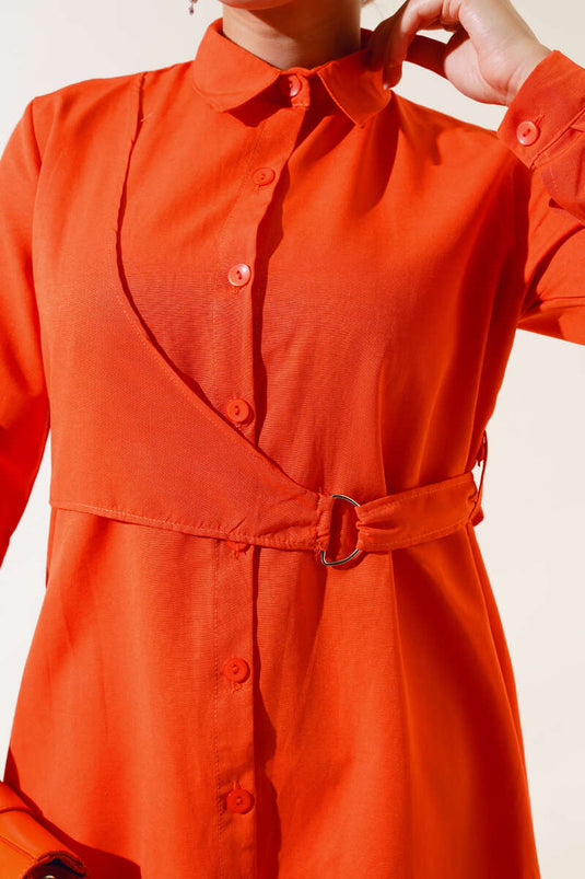 قميص بغطاء أمامي برتقالي
