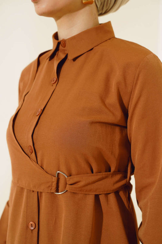 Shirt with Front Cover Tan