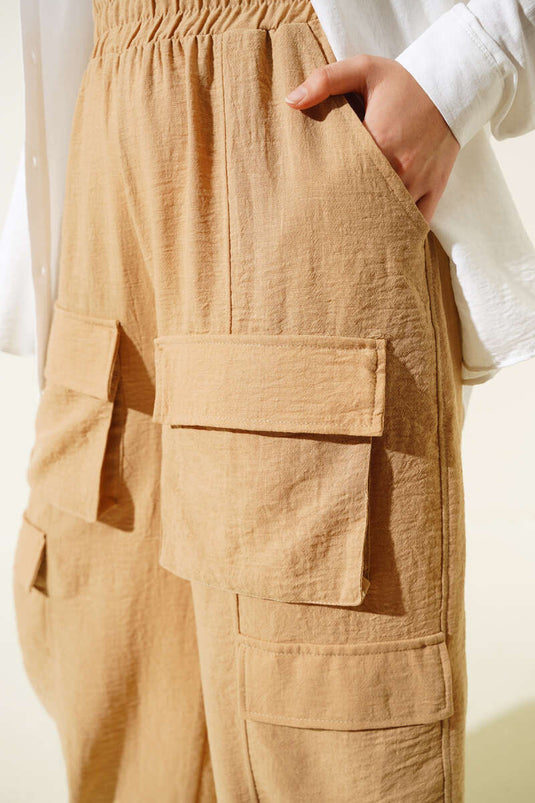 Önü Kargo Cepli Pantolon Camel