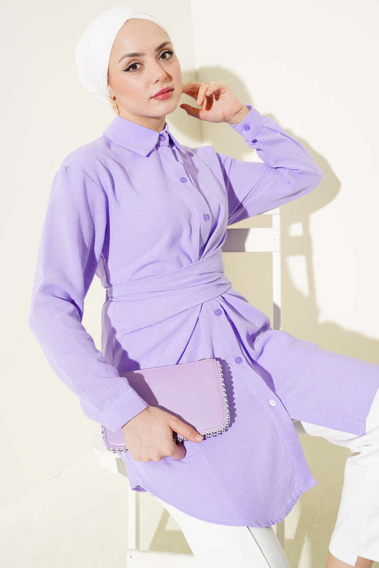 Self-Tie Front Shirt Lilac