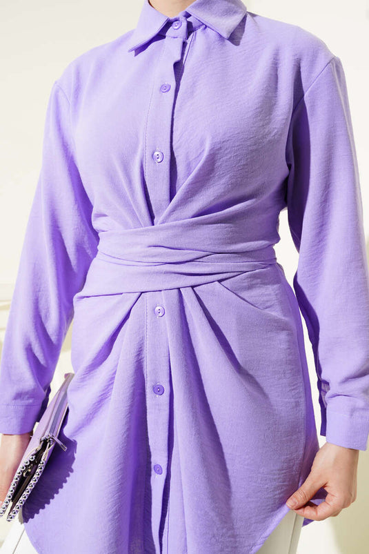 Self-Tie Front Shirt Lilac