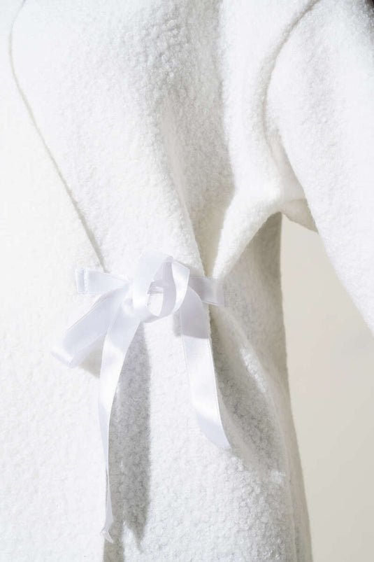 Boucle Jacket with Ribbon Front in Ecru