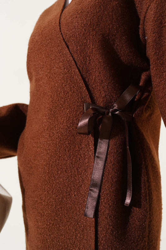 سترة بوكل بشريط أمامي بني