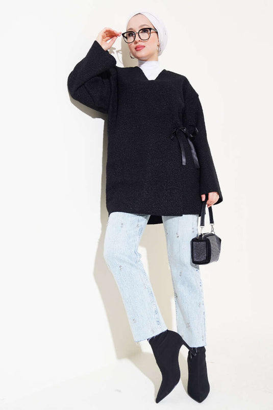 Veste Boucle Avant Avec Ruban Noir