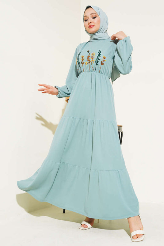 Front Broderet Kjole Mint