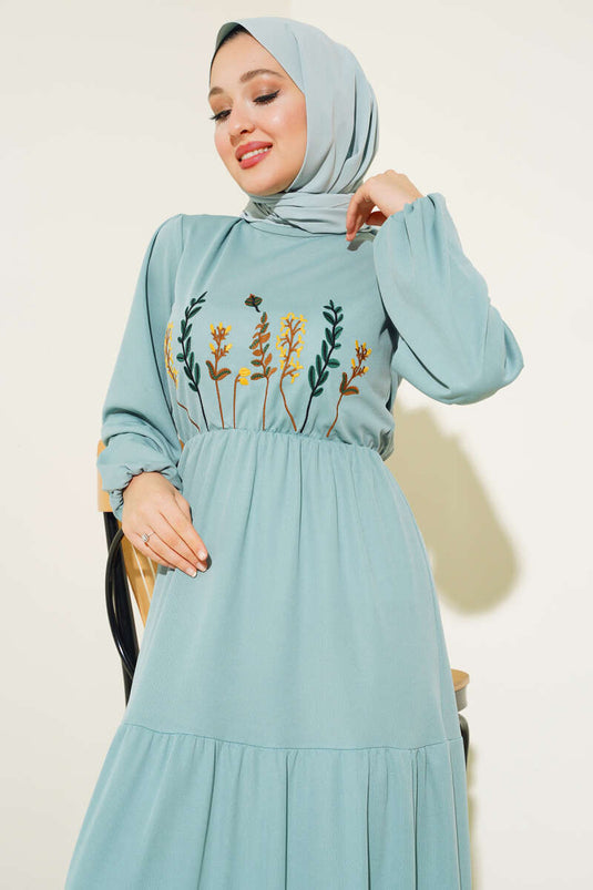 Front Broderet Kjole Mint