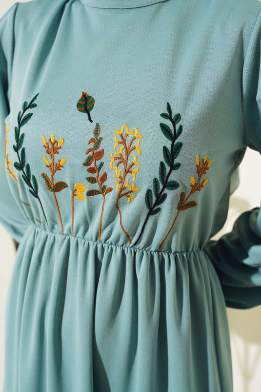 Robe Brodée Devant Menthe