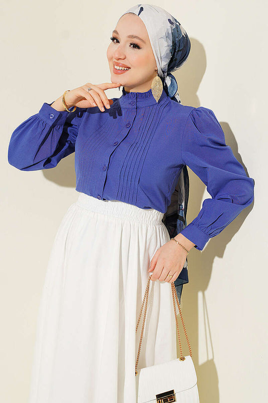 Chemise Courte Violet Avec Détail En Relief Avant