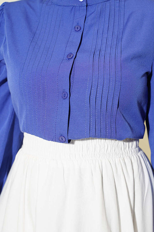 Chemise Courte Violet Avec Détail En Relief Avant