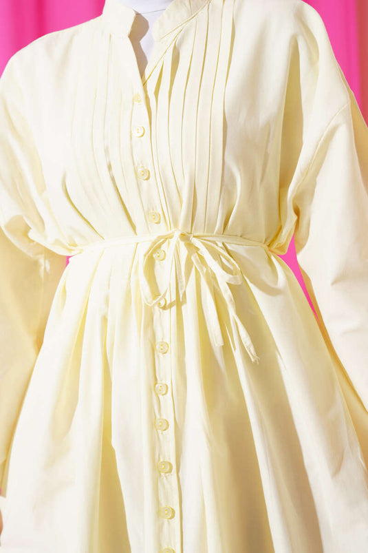 Front Ribbed Rope Belted Dress Lime