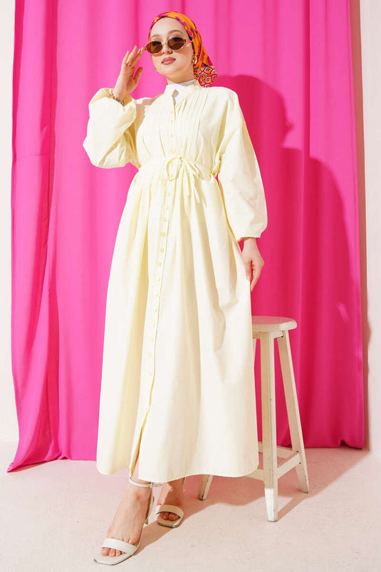 Front Ribbed Rope Belted Dress Lime