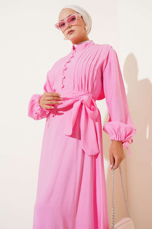 Pink Ribbed Brit Buttoned Skirt Suit