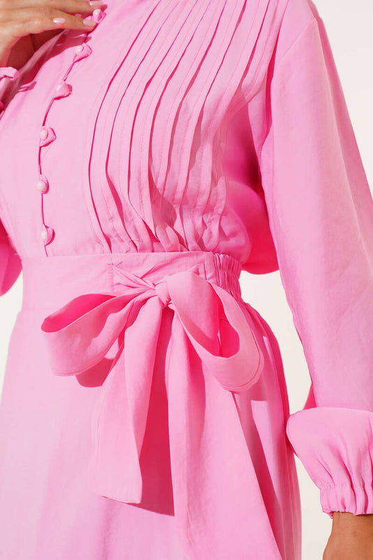 Pink Ribbed Brit Buttoned Skirt Suit