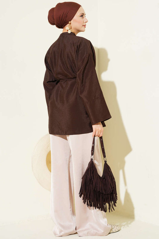 Front Pleated Parachute Shirt Coffee