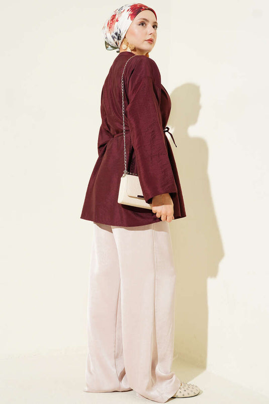 Front Pleated Parachute Shirt Burgundy