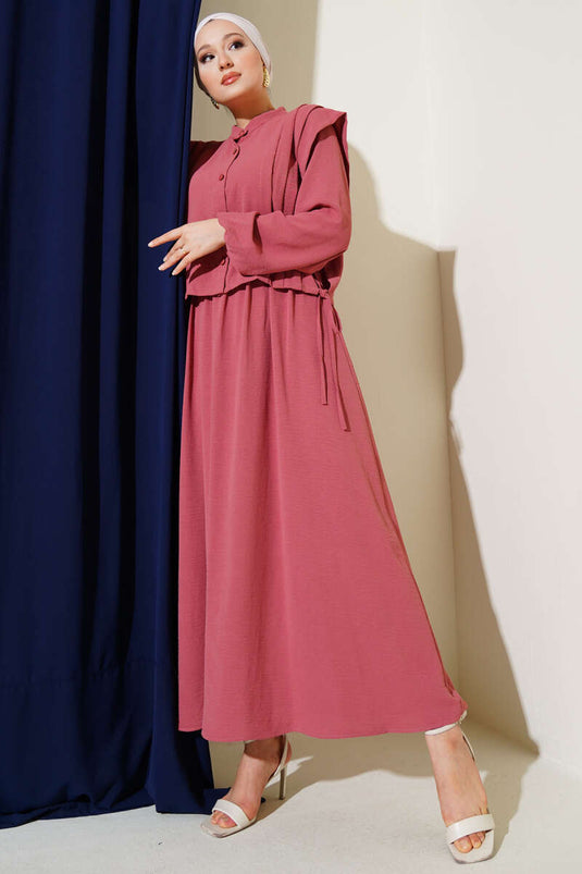 Bolero Dress with Pleat Detail on the Front, Dusty Rose