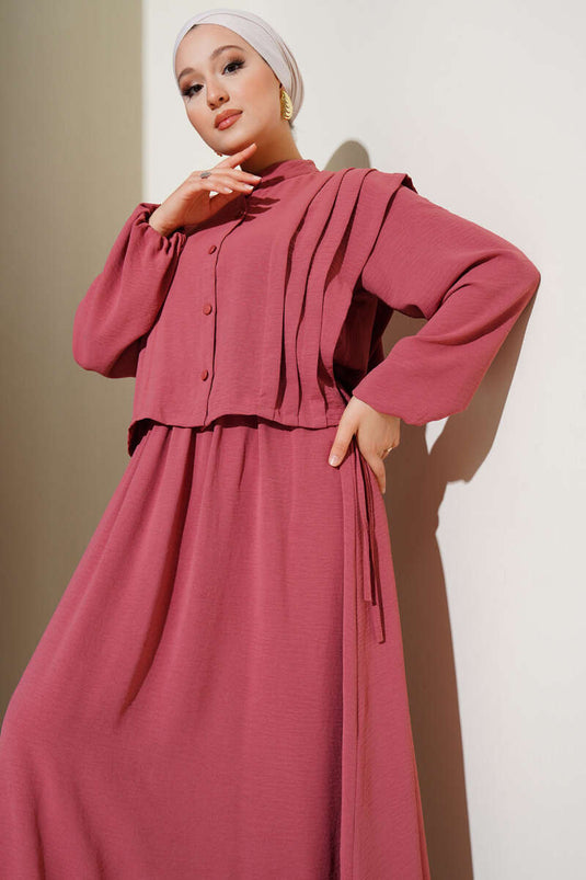 Bolero Dress with Pleat Detail on the Front, Dusty Rose