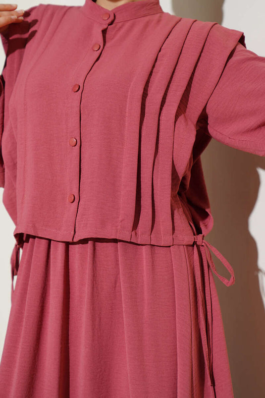 Bolero Dress with Pleat Detail on the Front, Dusty Rose